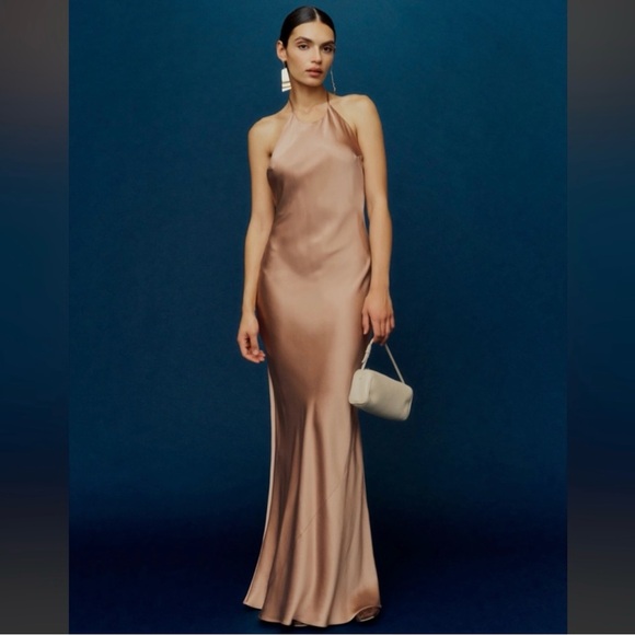 reformation Jeany Silk Dress CROISSANT size L C0 - Picture 2 of 10